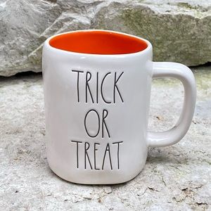 Rae Dunn TRICK OR TREAT Mug with Orange Interior